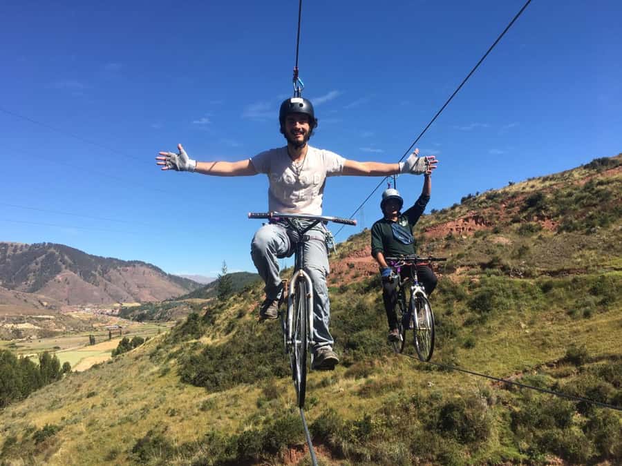 Cusco: Extreme Sky Bike and Rappelling Adventure - Climbing the 45-meter via ferrata