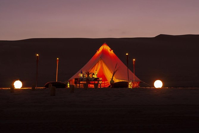 Glamping in Huacachina Desert - A grilled dinner with wine and cocktails